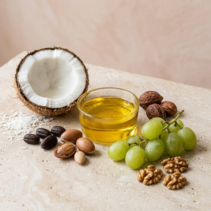 Jojoba, uva, arroz y coco · Brillo sin peso